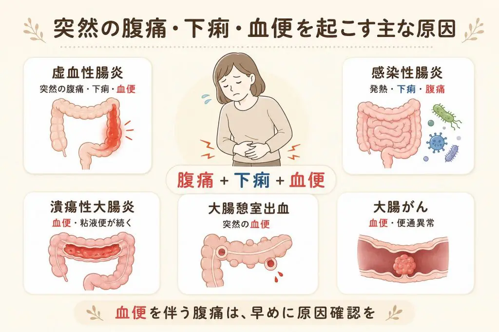 突然の腹痛・下痢・血便の原因は虚血性腸炎？実際の治療例｜巣鴨駅前